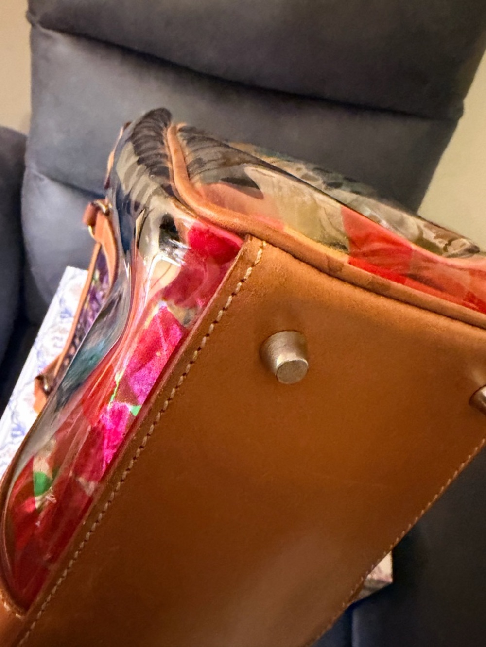 Prada Venezia Colorful Abstract Printed Tote Bag with Tan Leather Trim - Picture 8 of 17